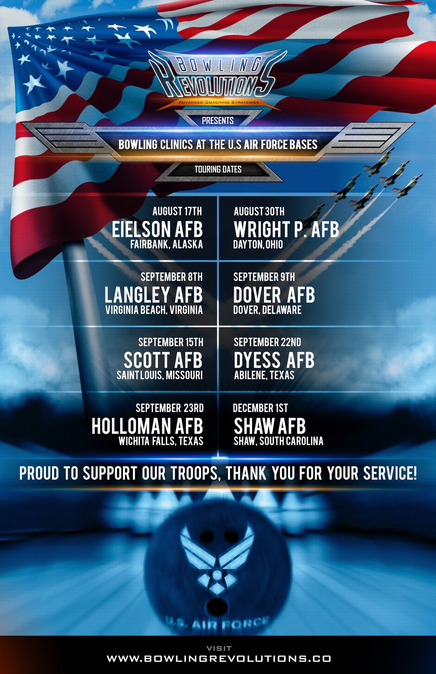 Bowling Revolutions — U.S. Air Force base clinic tour dates
