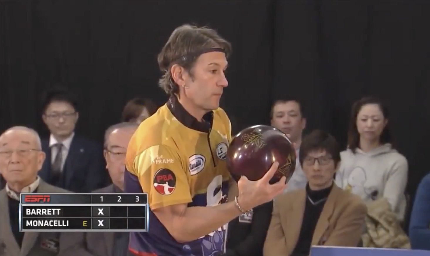 Amleto Monacelli on the ESPN broadcast, wearing a jersey designed for him