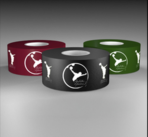 Monacelli Tape rolls in maroon, black and olive